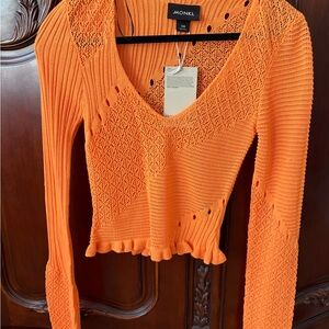 Orange Knit Women's Crop Top